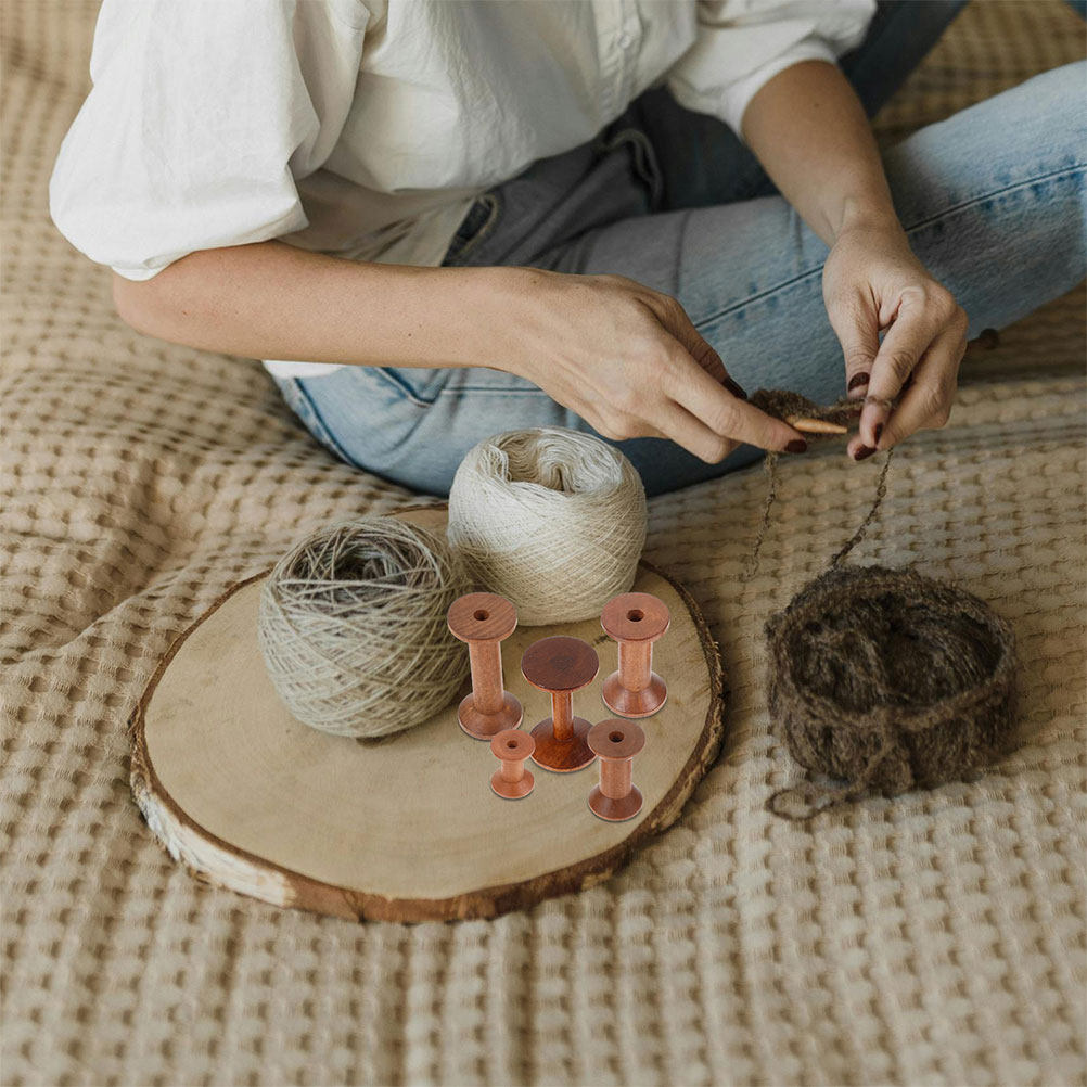 Embroidery Thread - 7 adet ahşap bobin seti yerden