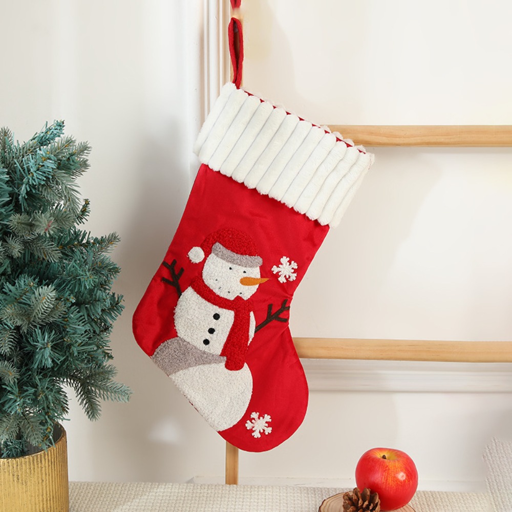 Embroidery Xmas Stocking - Asılabilir Nakışlı Noel Çorabı, Yeniden Kullanılabilir