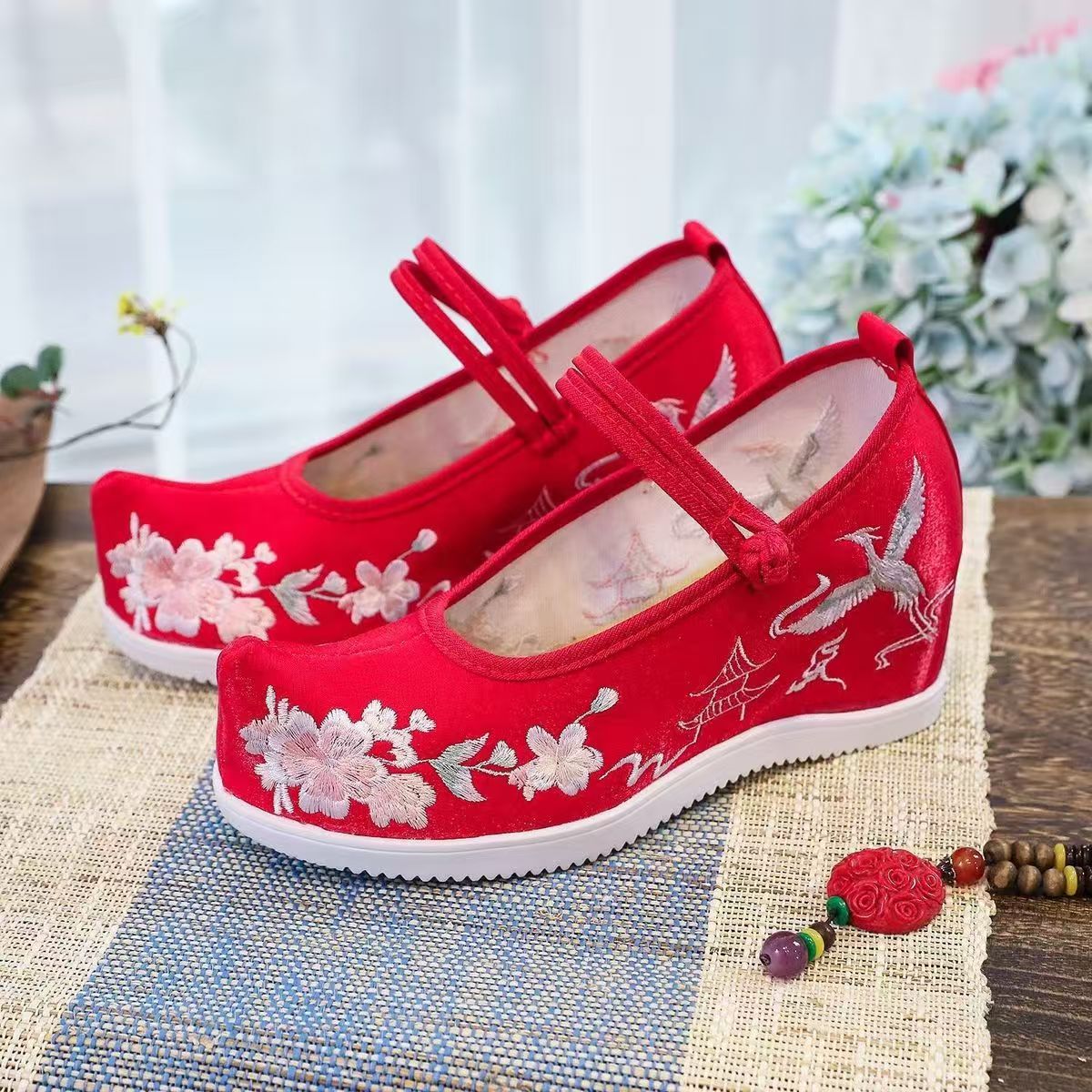 Embroidery Fabric - Kadınlar İçin İç İşlemeli Ayakkabılar Kalın