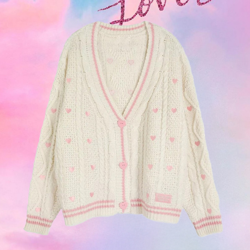 Embroidery Thread Yarn - Pembe Kalp Düğmeli Nakış Yamalı Lover
