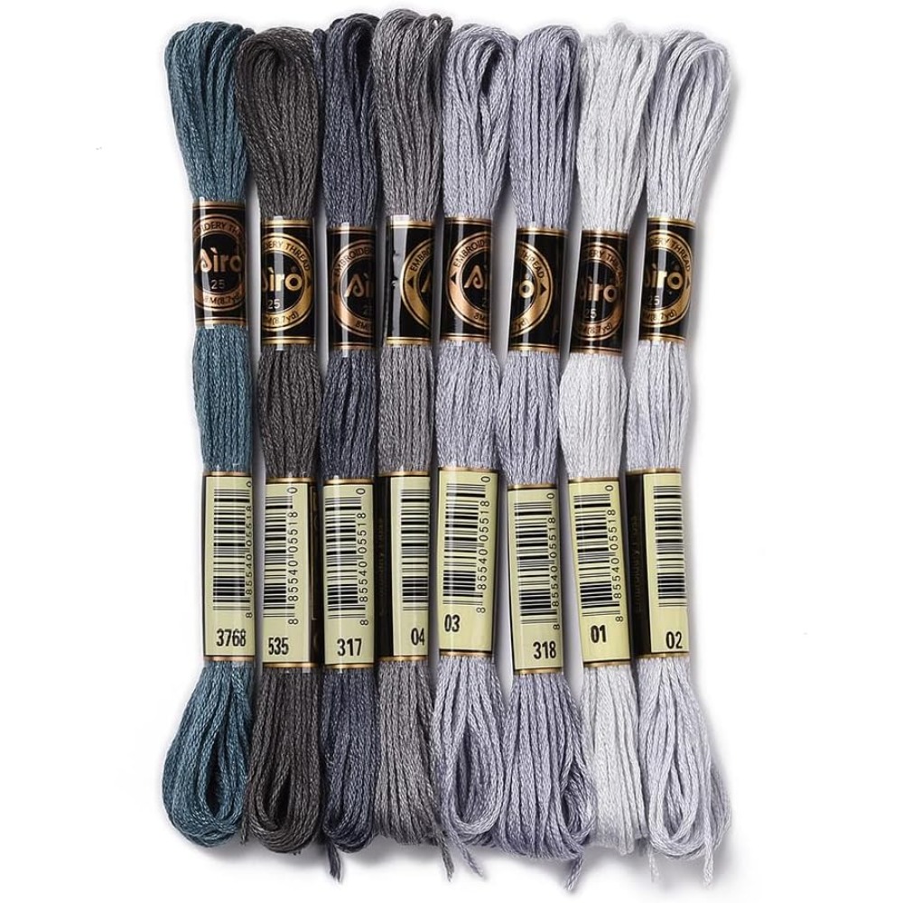 Embroidery Thread Yarn - 8 Skeins 70 Metre Gri Dostluk