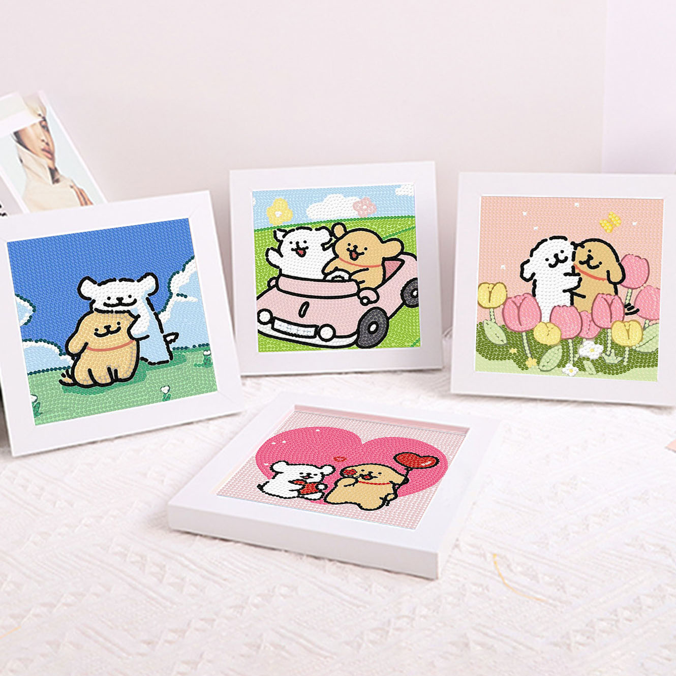 Embroidery Frame - Karikatür çizgi film köpek yavrusu kristal