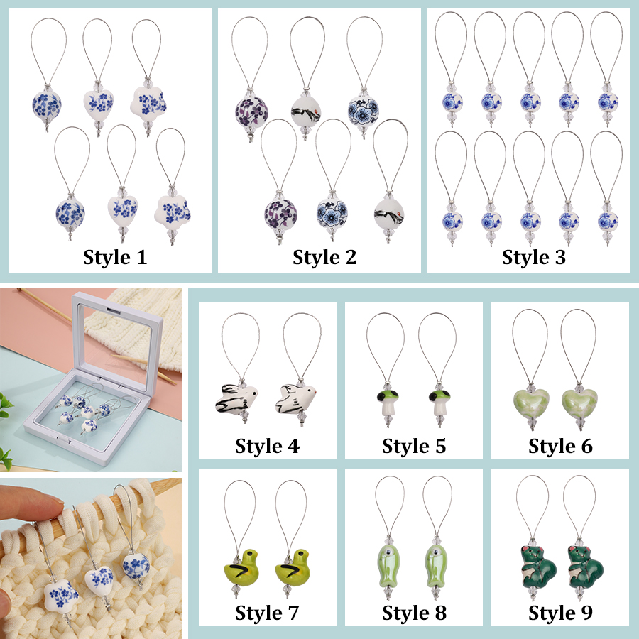 Stitch Marker Ring - 2/6 adet dikiş İşaretleyiciler porselen desen