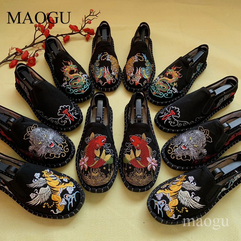 Embroidery Fabric - Unisex Çin Tarzı Nakışlı Slip-On Ayakkabılar