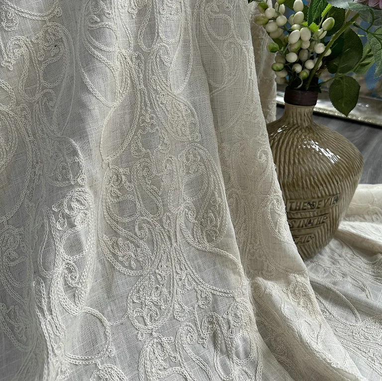 Saf keten bazlı kumaş, pamuk i - Embroidery Chain Stitch incelemesi ve fiyatı