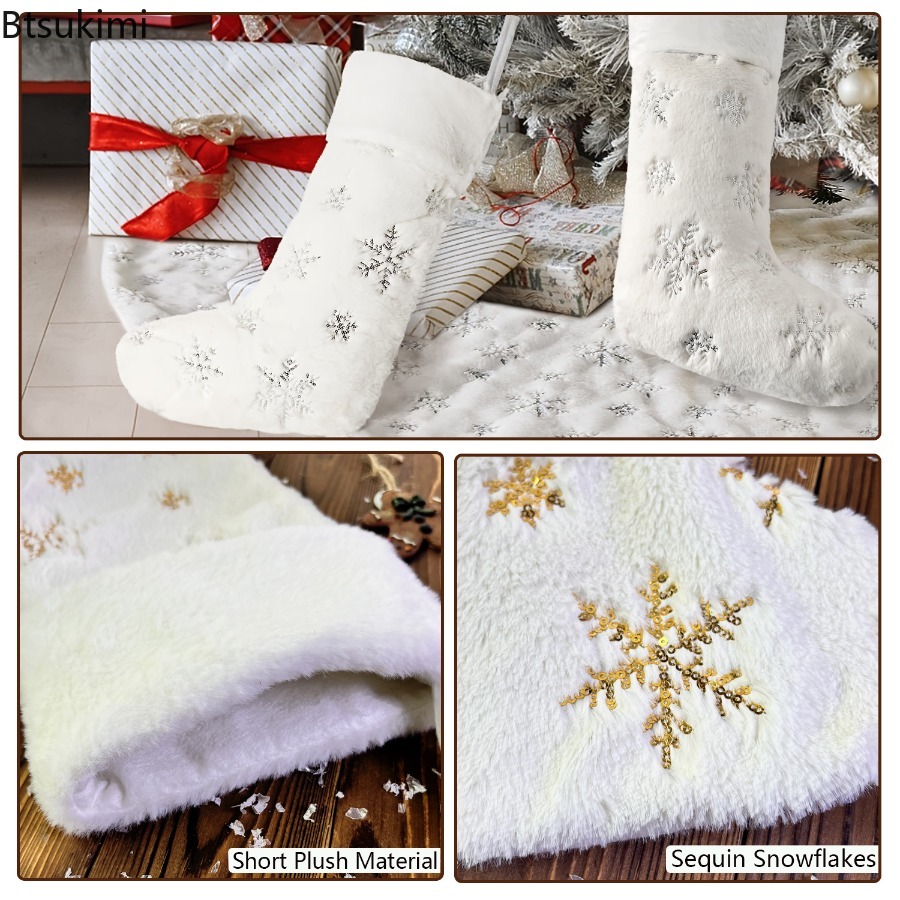 Yeni 2026 Beyaz Peluş Baskılı  - Embroidery Xmas Stocking incelemesi ve fiyatı